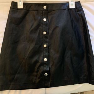 Leather button up skirt